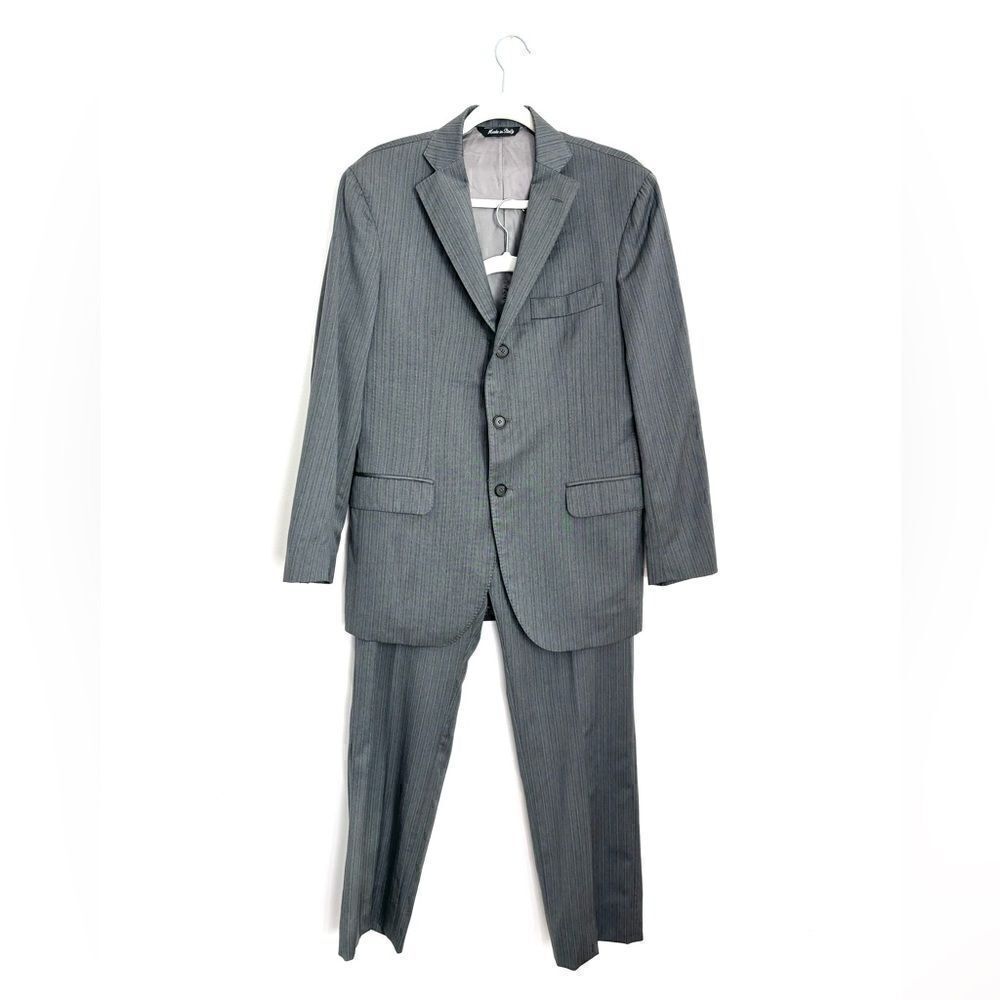 Domenico Vacca Grey 100% wool pinstripe pant Suit